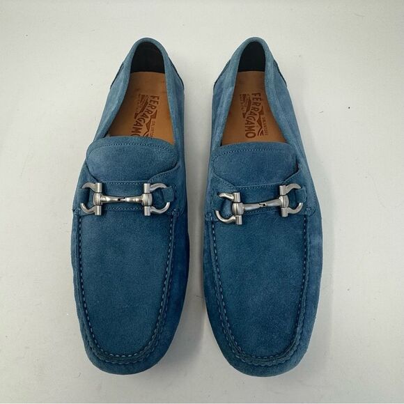 SALVATORE FERRAGAMO | Blue Suede Loafers Men’s Size 13 with Dust Bag main image 8